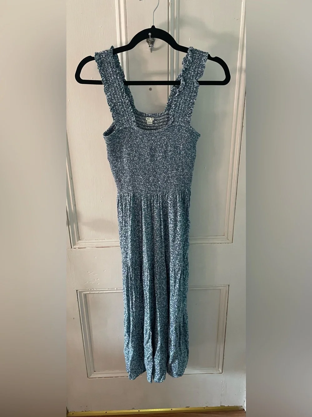Aerie Blue Floral Smocked Maxi Dress XS Cottagecore Boho - Picture 1 of 6